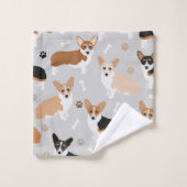 Corgi Dog Paws and Bones Badetuch Set (Waschlappen)
