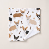 Corgi Dog Paws and Bones Bath Towel Set (Waschlappen)