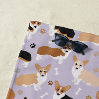 Corgi Dog Paws and Bones Beach Handtuch