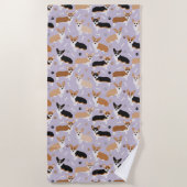 Corgi Dog Paws and Bones Beach Handtuch (Vorderseite)