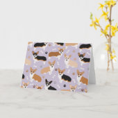 Corgi Dog Paws and Bones Card Karte (Gelbe Blume)