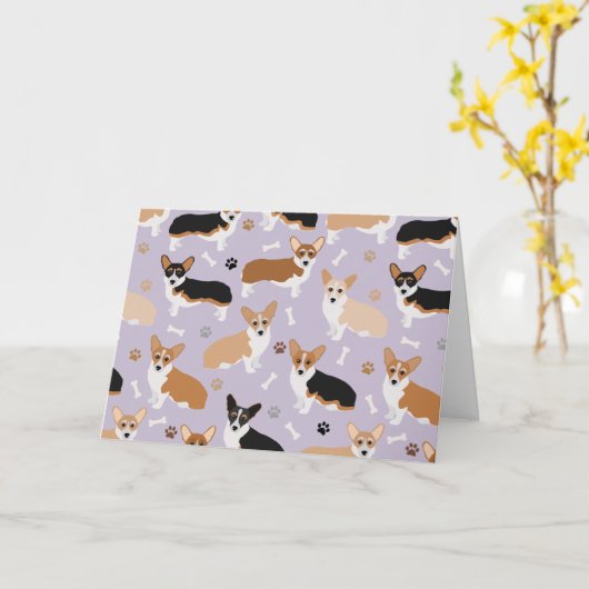 Corgi Dog Paws and Bones Card Karte (Gelbe Blume)