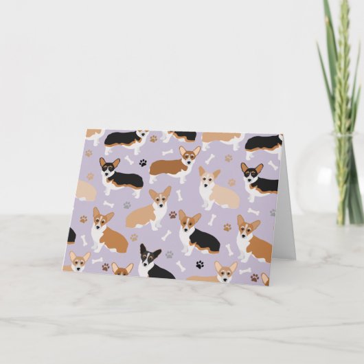 Corgi Dog Paws and Bones Card Karte (Vorderseite)