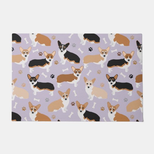 Corgi Dog Paws and Bones Doormat Fußmatte (Vorderseite)