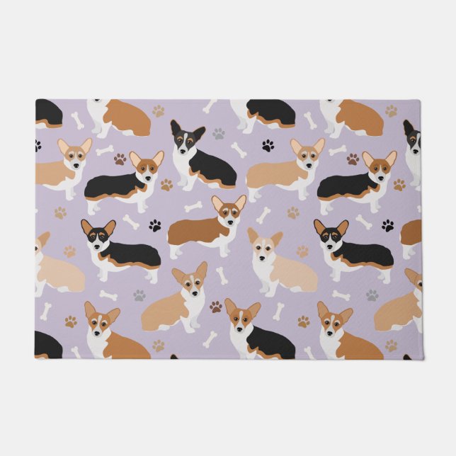 Corgi Dog Paws and Bones Doormat Fußmatte (Vorderseite)