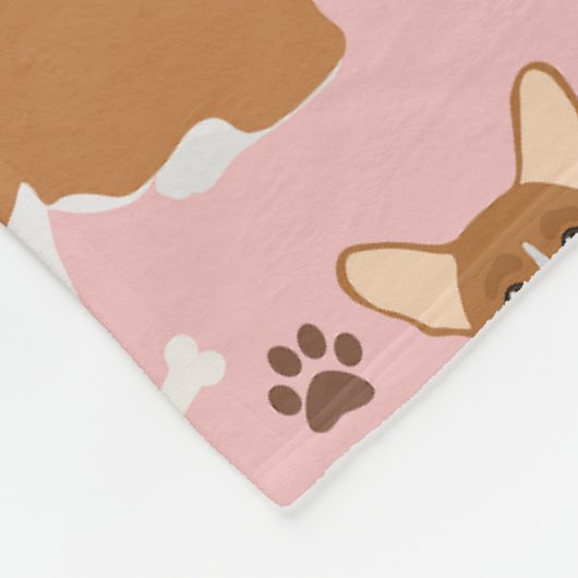 Corgi Dog Paws and Bones Fleece Blanket (Ecke)