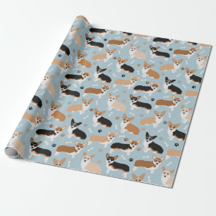 Corgi Dog Paws and Bones Geschenkpapier
