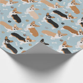 Corgi Dog Paws and Bones Geschenkpapier (Ecke)