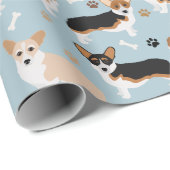 Corgi Dog Paws and Bones Geschenkpapier (Rolleneckpunkt)