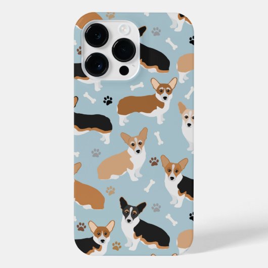 Corgi Dog Paws and Bones iPhone 14 Pro Max Fall Hülle (Rückseite)