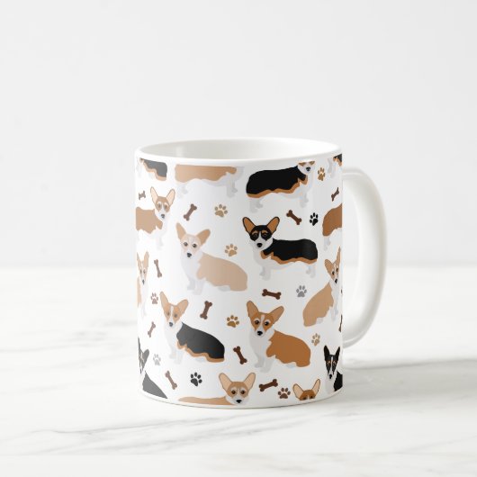 Corgi Dog Paws and Bones Kaffeetasse (VorderseiteRechts)