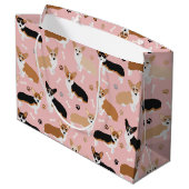 Corgi Dog Paws and Bones Large Gift Bag Große Geschenktüte (Rückseite Schrägansicht)