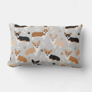 Corgi Dog Paws and Bones Lumbar Pillow Lendenkissen
