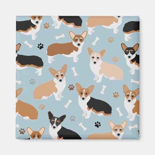 Corgi Dog Paws and Bones Magnet (Vorne)