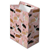 Corgi Dog Paws and Bones Medium Gift Bag Mittlere Geschenktüte (Vorderseite Schrägansicht)