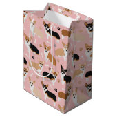 Corgi Dog Paws and Bones Medium Gift Bag Mittlere Geschenktüte (Rückseite Schrägansicht)