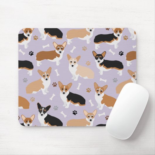 Corgi Dog Paws and Bones Mouse Pad Mousepad (Mit Mouse)