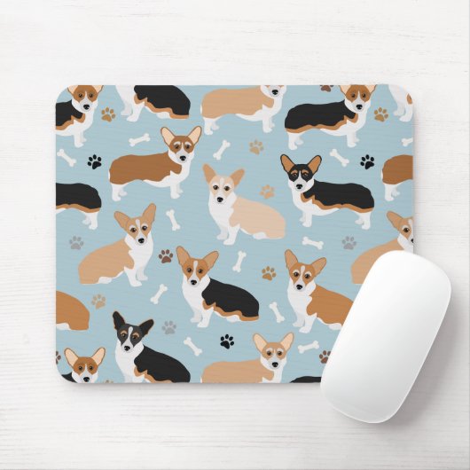 Corgi Dog Paws and Bones Mousepad (Mit Mouse)