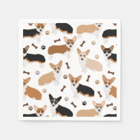 Corgi Dog Paws and Bones Napkins