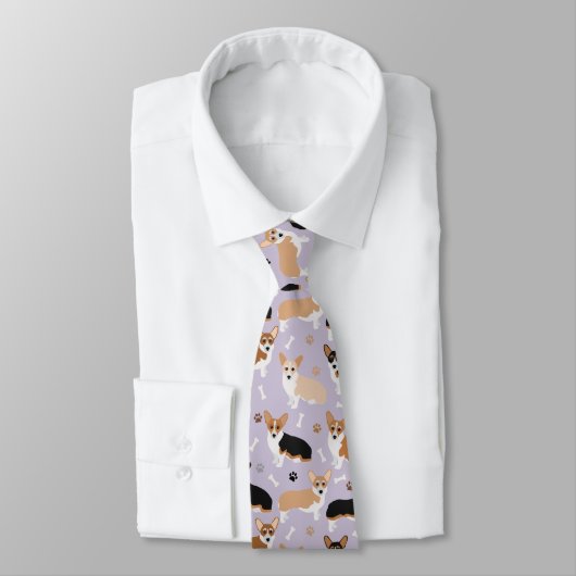 Corgi Dog Paws and Bones Neck Tie Krawatte (Gebunden)