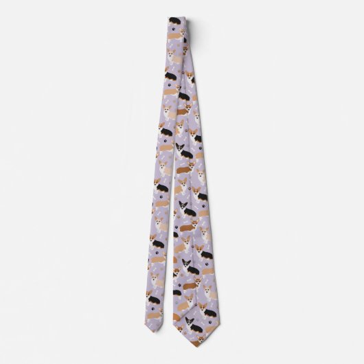 Corgi Dog Paws and Bones Neck Tie Krawatte (Rückseite)