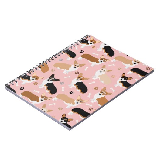 Corgi Dog Paws and Bones Notebook Notizblock (Linke Seite)