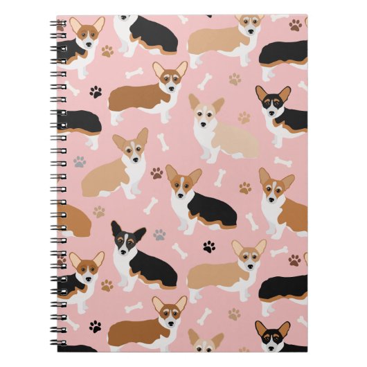 Corgi Dog Paws and Bones Notebook Notizblock (Vorderseite)