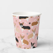 Corgi Dog Paws and Bones Paper Cups Pappbecher (Rückseite)