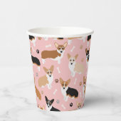 Corgi Dog Paws and Bones Paper Cups Pappbecher (Links)