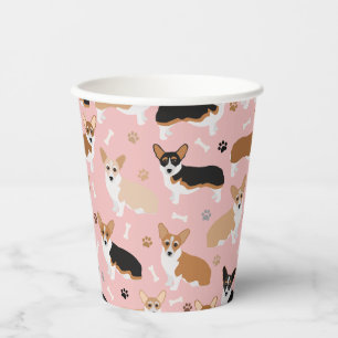 Corgi Dog Paws and Bones Paper Cups Pappbecher