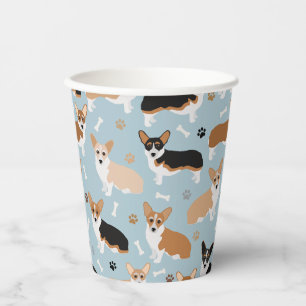 Corgi Dog Paws and Bones Pappbecher