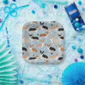 Corgi Dog Paws and Bones Pappteller (Party)