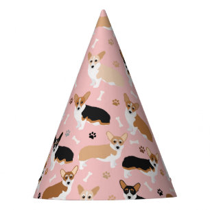 Corgi Dog Paws and Bones Party Hat Partyhütchen