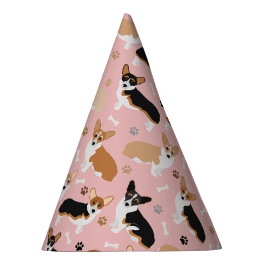 Corgi Dog Paws and Bones Party Hat Partyhütchen (Rechts)