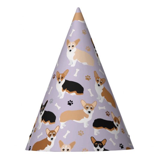 Corgi Dog Paws and Bones Party Hat Partyhütchen (Vorderseite)
