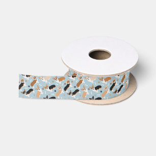 Corgi Dog Paws and Bones Satinband