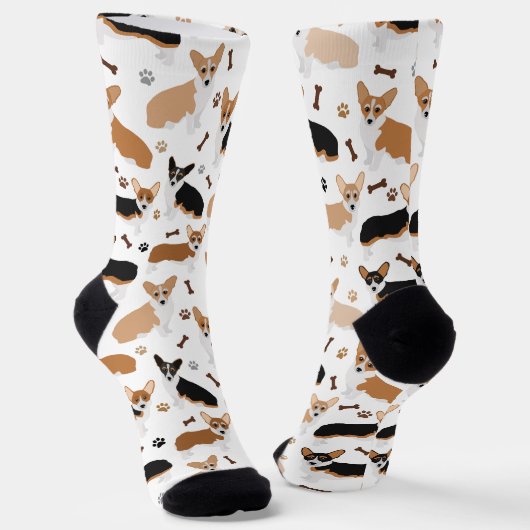 Corgi Dog Paws and Bones Socken (Gewinkelt)