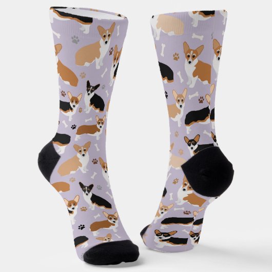 Corgi Dog Paws and Bones Socks Socken (Gewinkelt)