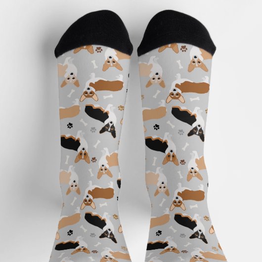 Corgi Dog Paws and Bones Socks Socken (Oben)