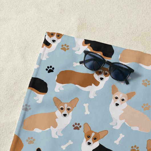 Corgi Dog Paws and Bones Strandtuch (Beispiel)