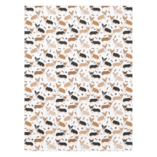 Corgi Dog Paws and Bones Tableclout Tischdecke (Vorderseite)