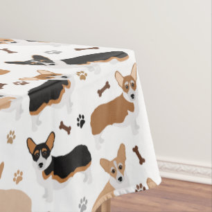Corgi Dog Paws and Bones Tableclout Tischdecke