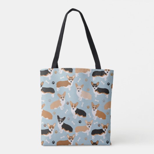 Corgi Dog Paws and Bones Tasche (Rückseite)