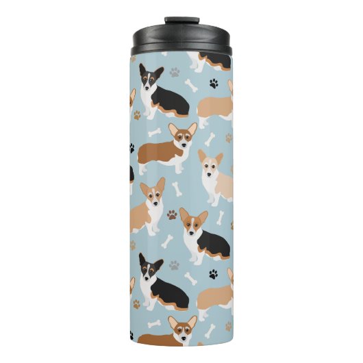 Corgi Dog Paws and Bones Thermosbecher (Vorderseite)