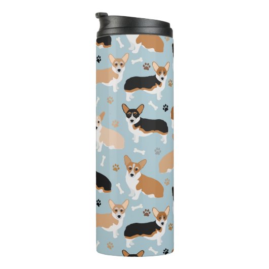 Corgi Dog Paws and Bones Thermosbecher (Nach rechts gedreht)