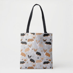 Corgi Dog Paws and Bones Tote Bag Tasche