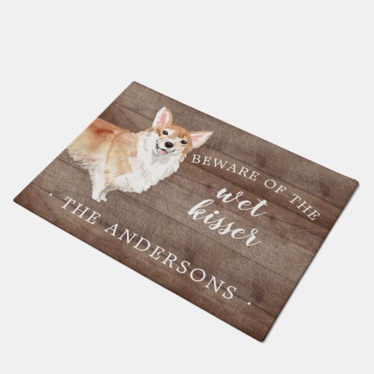 Corgi Dog Personalisiert Door Mat Fußmatte (Schrägansicht)