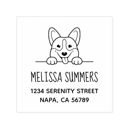 Corgi Dog Pet-Adresse Permastempel (Design)