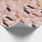 Corgi Dog Pfoten und Knochen Wrapping Paper Geschenkpapier (Ecke)