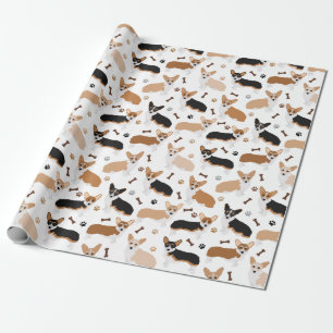 Corgi Dog Pfoten und Knochen Wrapping Paper Geschenkpapier